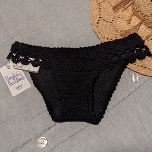NWT Beauty & the Beach crochet black bikini bottom
